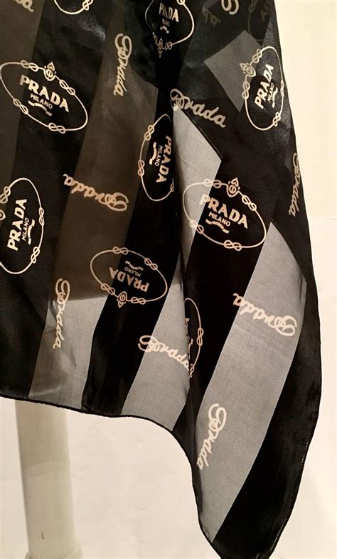 prada logo scarf|black silk prada milano scarf.